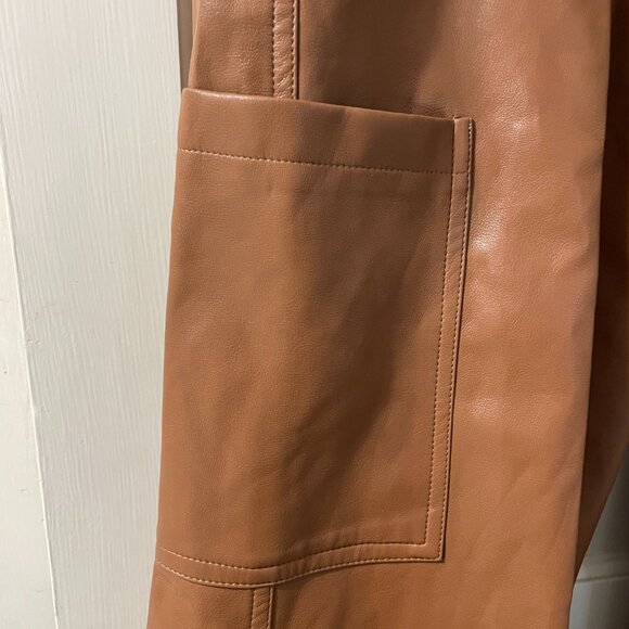 New Sans Souci Faux leather High waist wide leg  pants Brown size M - Picture 5 of 11